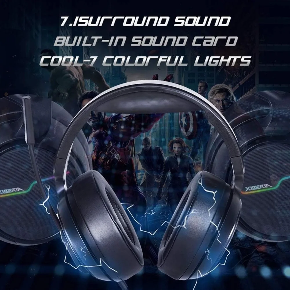 EUC Wired Gaming Headset USB 7.1 Surround Sound Gaming Headset Xiberia 3.5mm